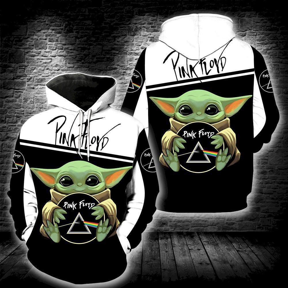 Pink Floyd Baby Yoda Star Wars Galaxy, Pink Floyd Music Band Logo Ver5 Aop Hoodie