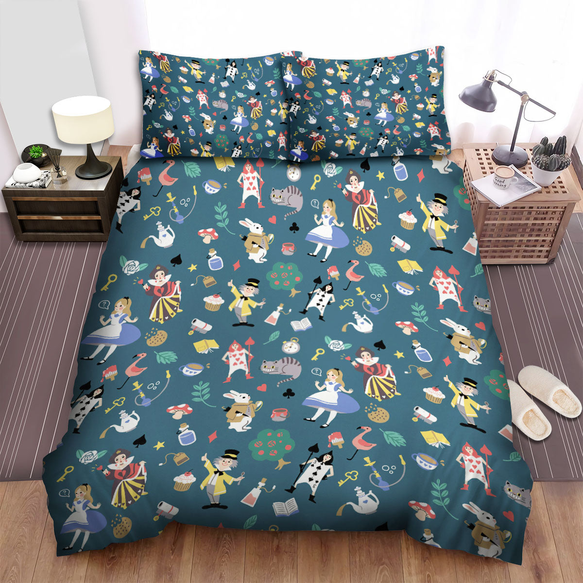 Alice In Wonderland Bedding Set Alice In Wonderland Characters Doodles Pattern Duvet Covers