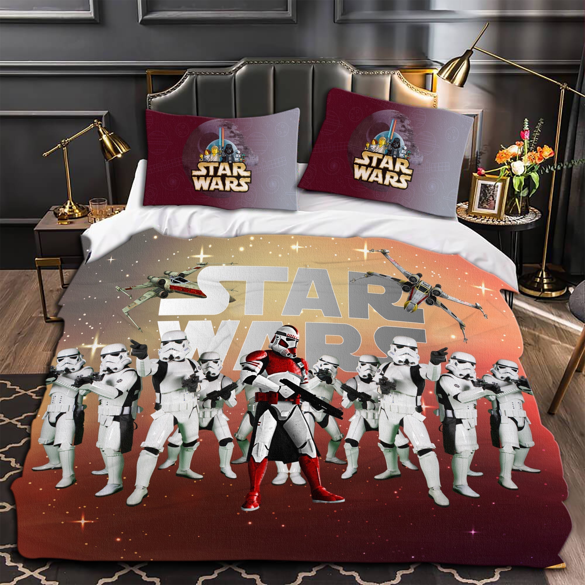 SW Bedding Set SW Red Clone Shock Trooper Duvet Covers Red
