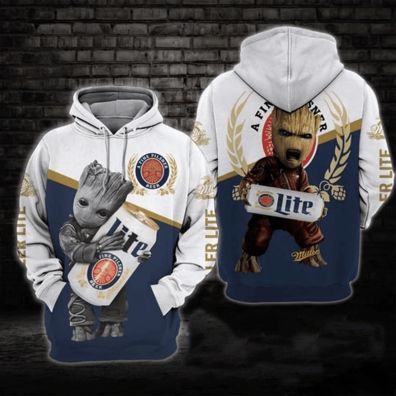Miller Lite Groot 3d All Over Print Hoodie 3d Hoodie Zip Hoodie