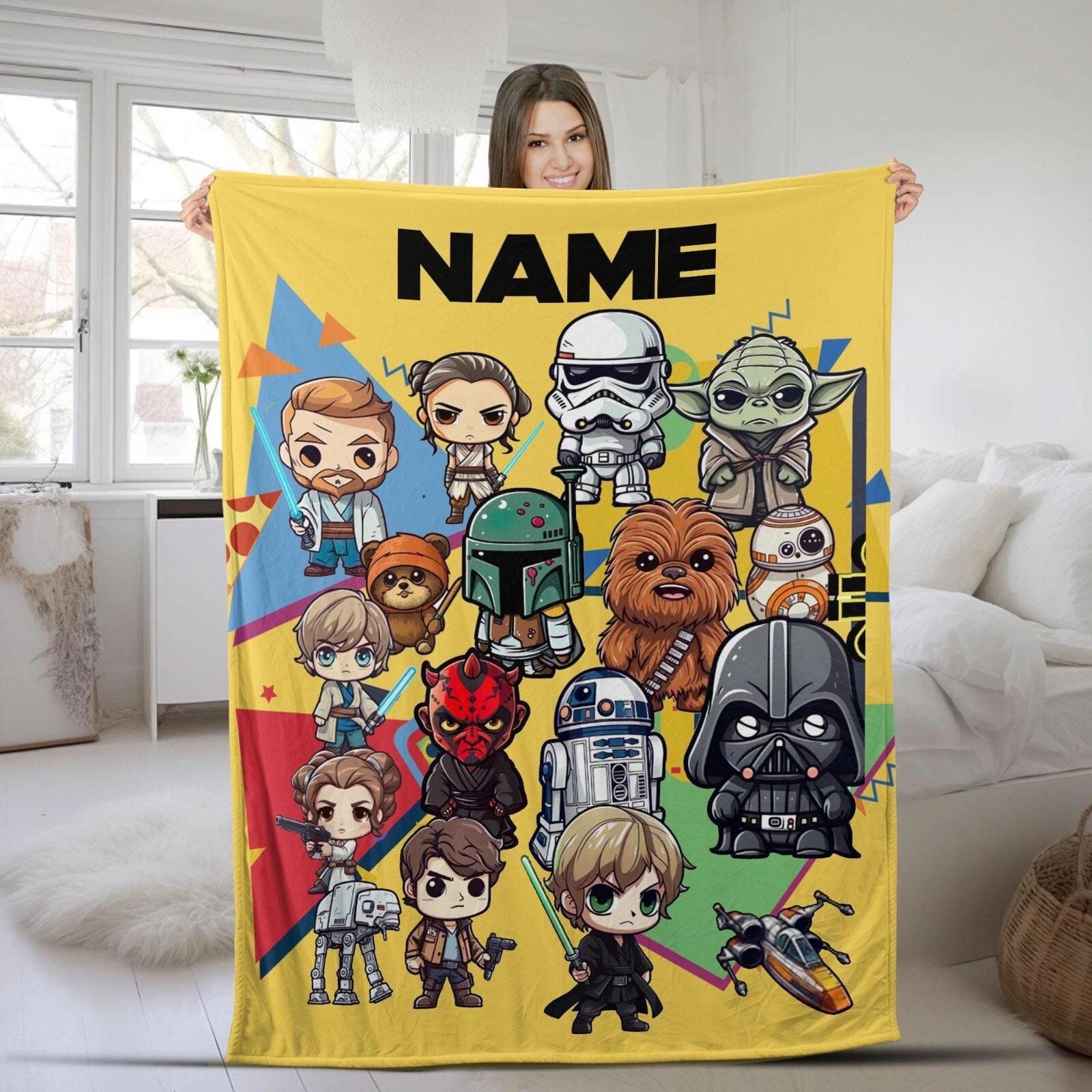 Customized Name Star Wars Characters Fleece Sherpa Blanket
