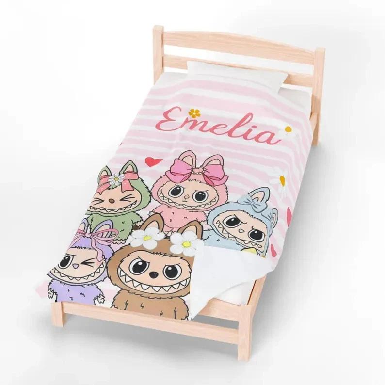 Cute Monsters Fleece Sherpa Blanket