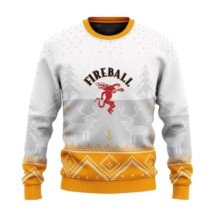 Personalized Fireball Winter Reindeer Ugly Christmas Sweater