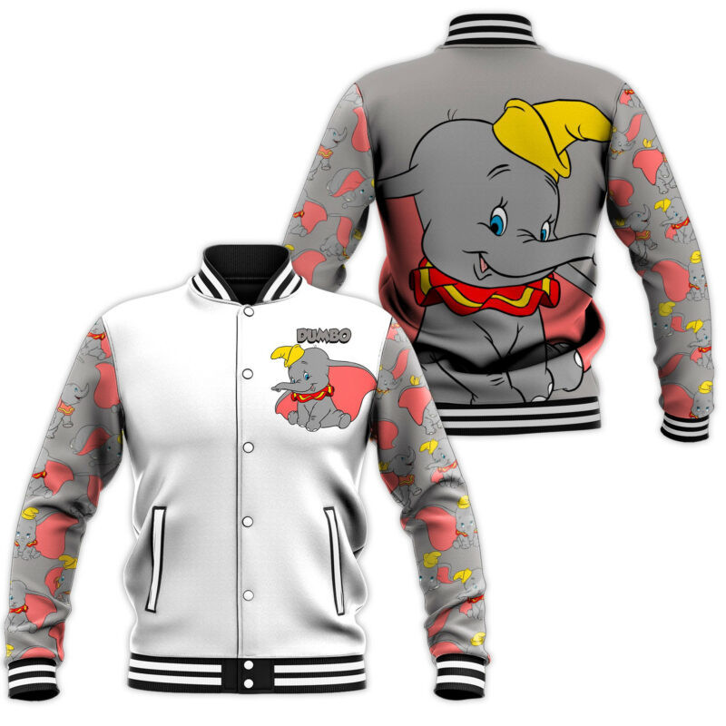 Cute Dumbo Pattern Baseball Jacket