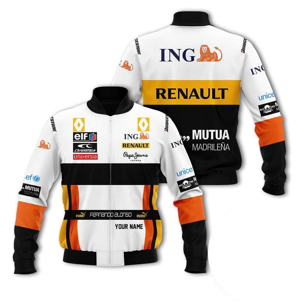 Personalized Renault F1 Team Racing Fernando Alonso Bomber Jacket 855