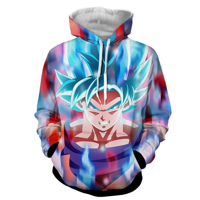 Dragon Ball Super Strong Mighty Son Goku Red Blue Aura 3D All Over Print Hoodie & Zip Hoodie