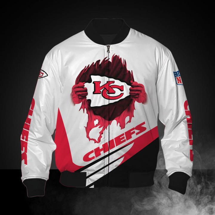 Kansas City Chiefs White Red Bomber Jacket