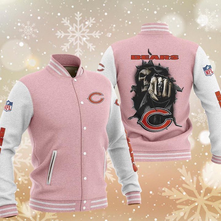 Chicago Bears Pink Grey Hades Boxing Baseball Jacket