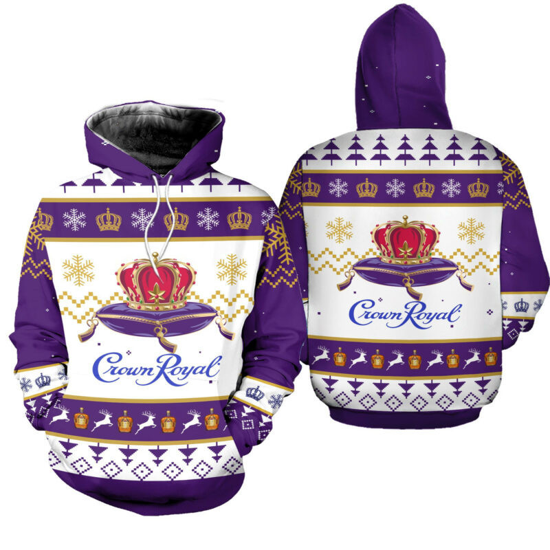 Crown Royal Whiskey Ugly Christmas Hoodie Zipper Hoodie All Over Printed