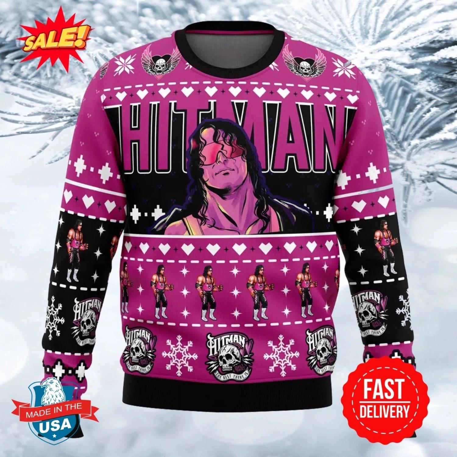 The Hitman Bret Hart Wrestler Ugly Christmas Sweater