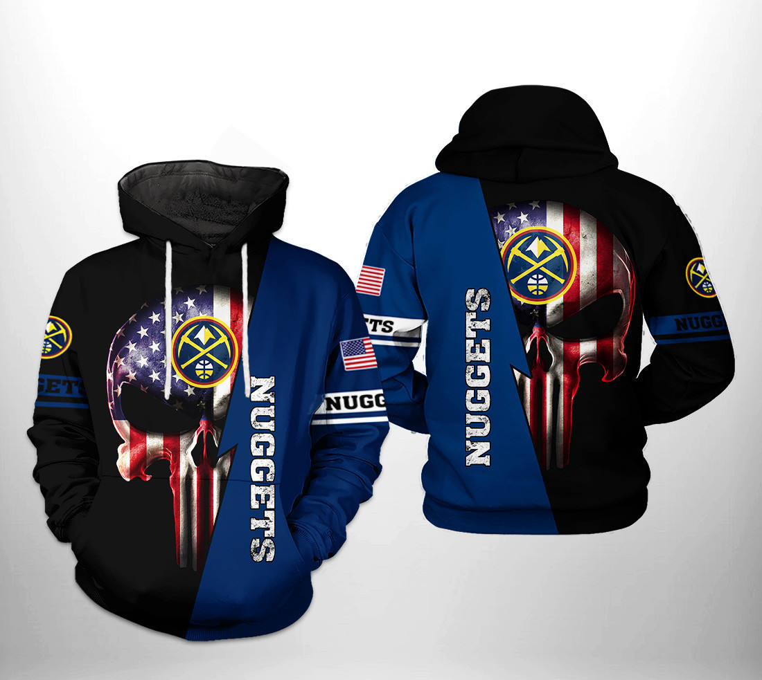Denver Nuggets US Flag Skull Team 3D All Over Print Hoodie & Zip Hoodie