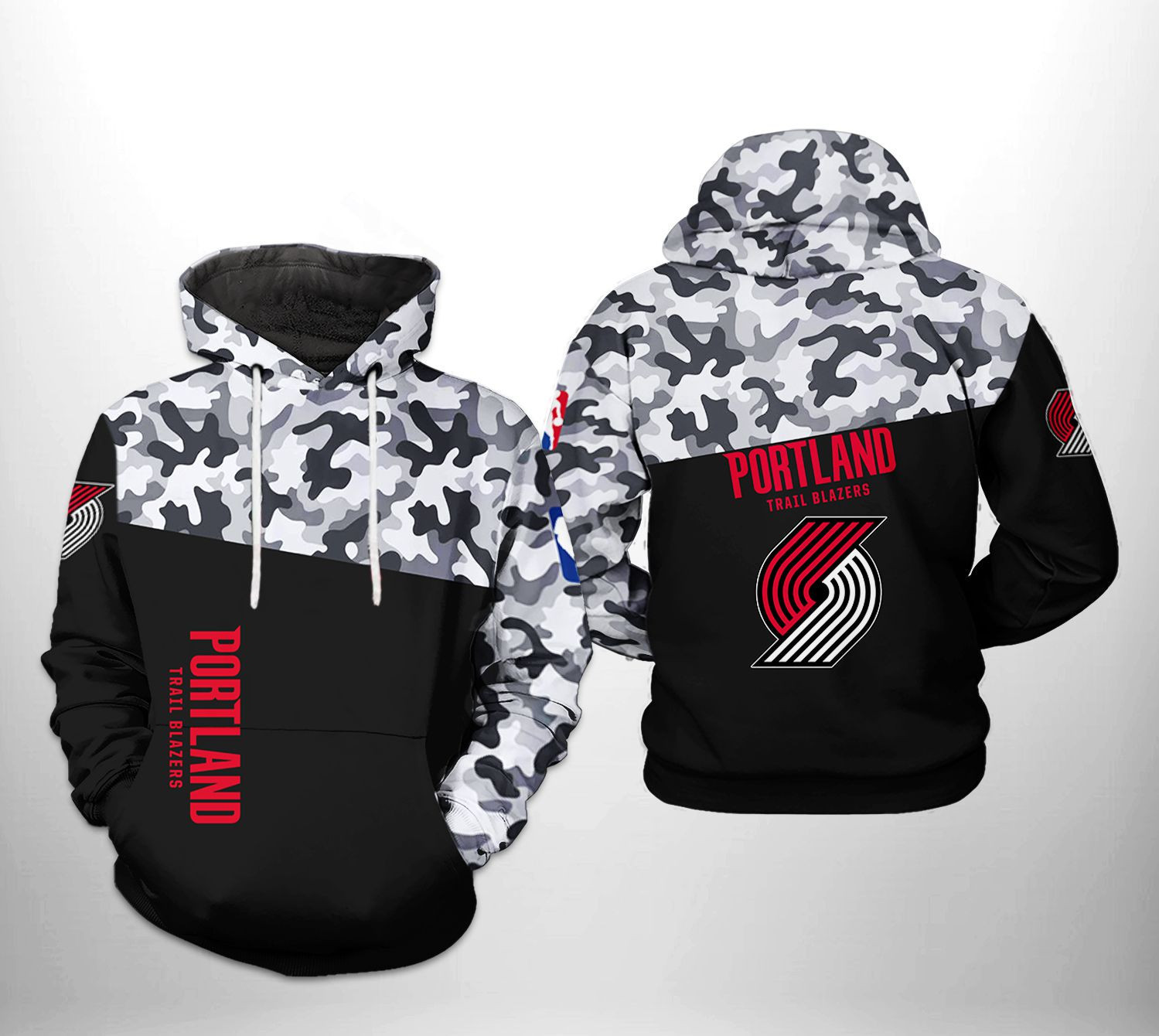 Portland Trailblazers Camo Veteran Team 3D All Over Print Hoodie & Zip Hoodie