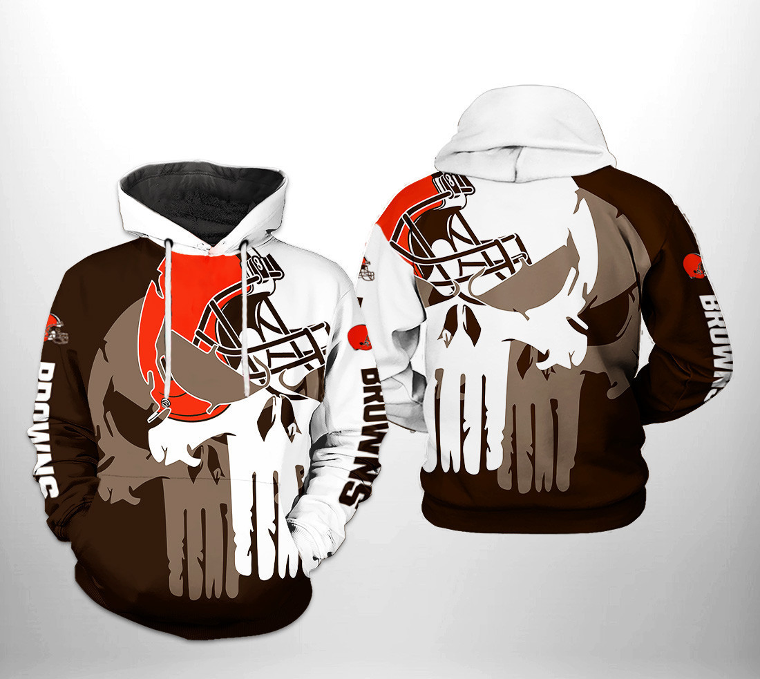 Cleveland Browns Team Skull 3D All Over Print Hoodie & Zip Hoodie