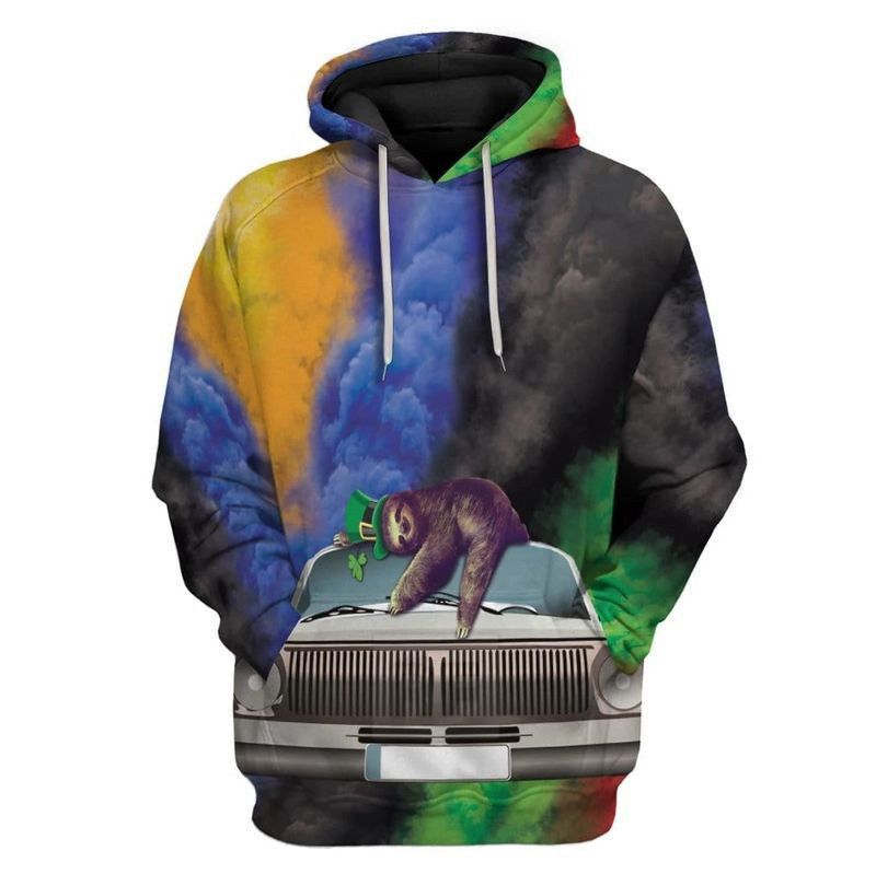 Fast Sloth St Patrick's Day Over Print 3d Hoodie Zip Hoodie