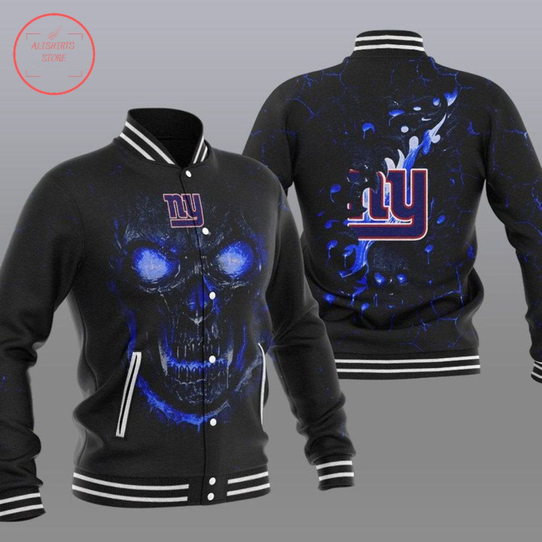 New York Giants Black Skull Baseball Jacket