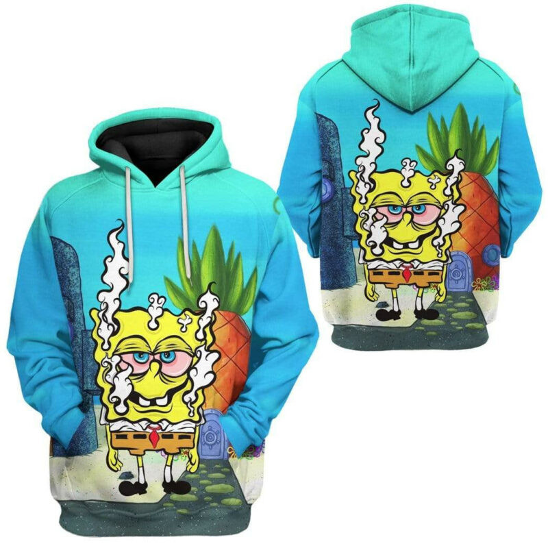 Spongebob Smoke Weed Everyday Blue 3d Hoodie Zip Hoodie