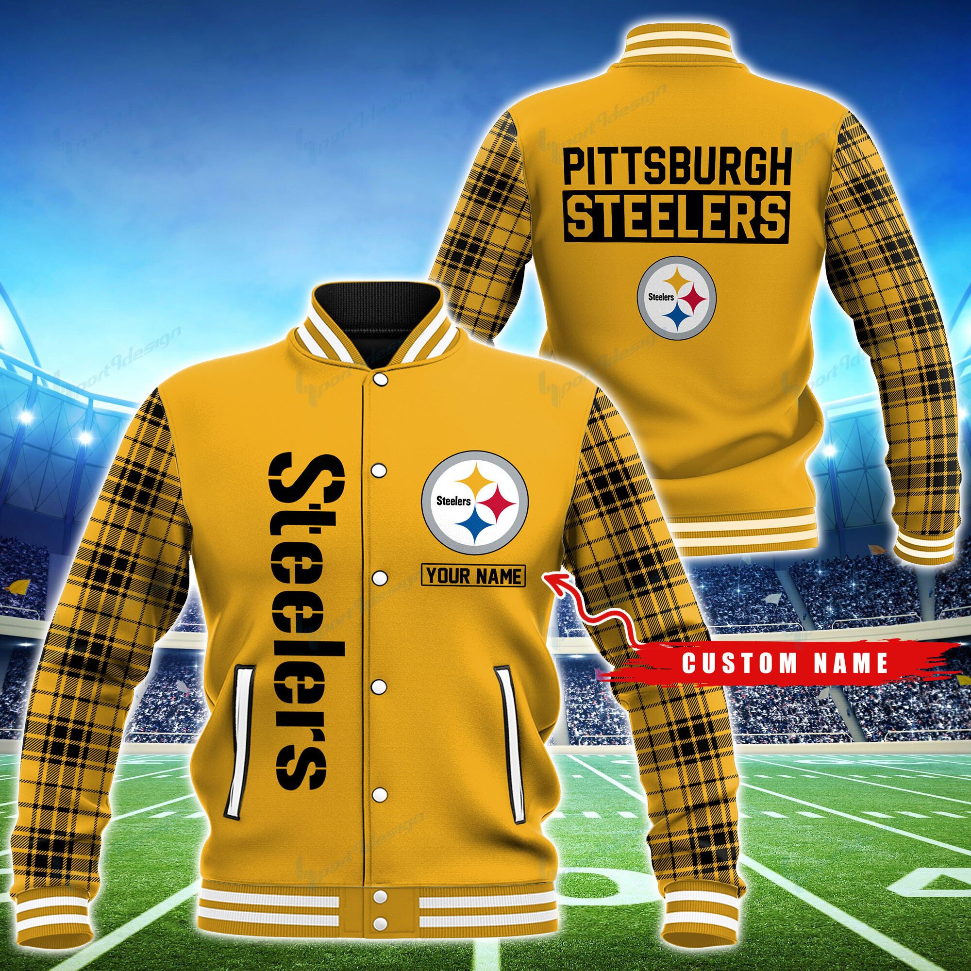 Pittsburgh Steelers Personalized Baseball Jacket BG57
