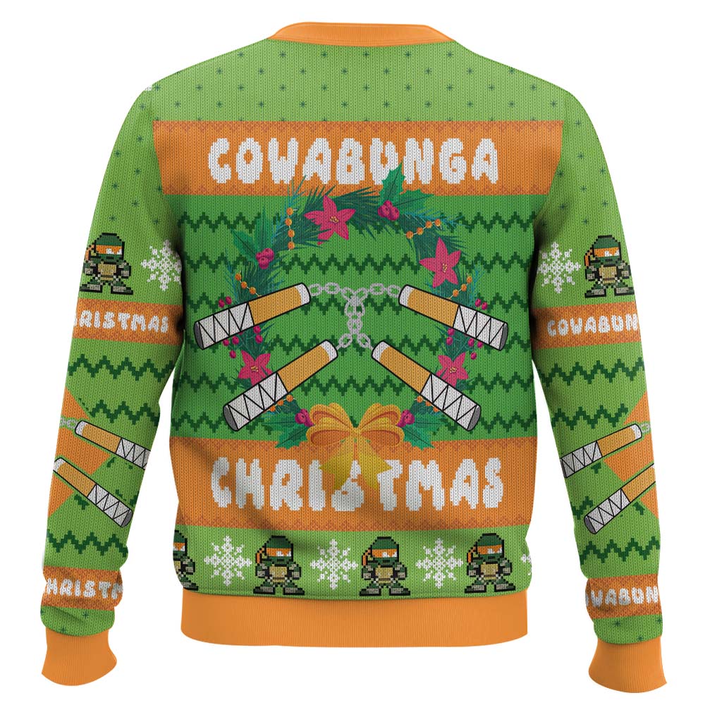 Cowabunga Michaelangelo Christmas Teenage Mutant Ninja Turtles Ugly Christmas Sweater