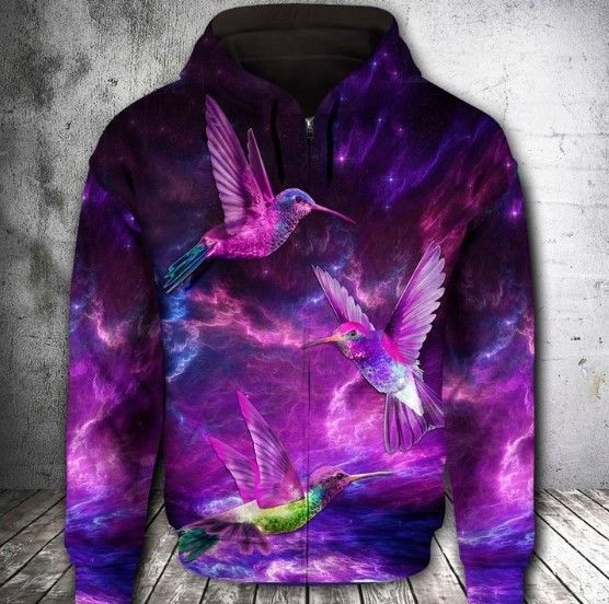 Hummingbird Purple 3D All Over Print Hoodie & Zip Hoodie