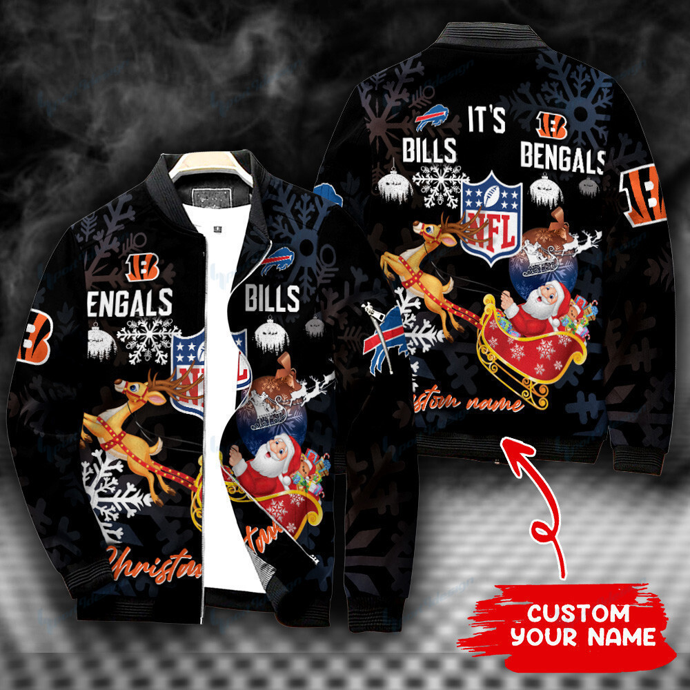 Buffalo Bills vs Cincinnati Bengals Personalized Bomber Jacket BG456
