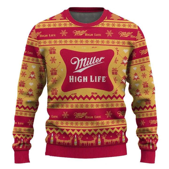 Miller High Life Snowing Ugly Christmas Sweater