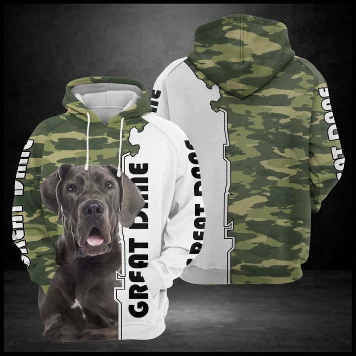 Great Dane Camo Pattern 3D All Over Print Hoodie & Zip Hoodie