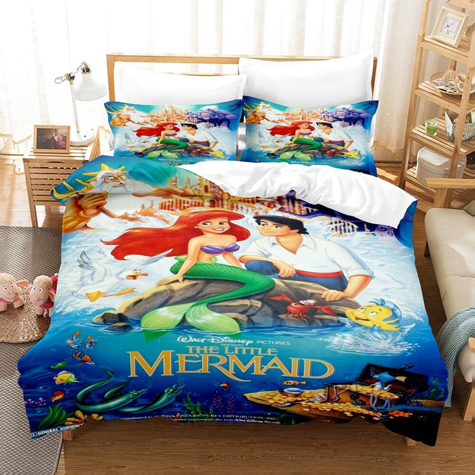 Little Mermaid Bedding Set DN Ariel And Prince Eric In The Ocean Duvet Covers