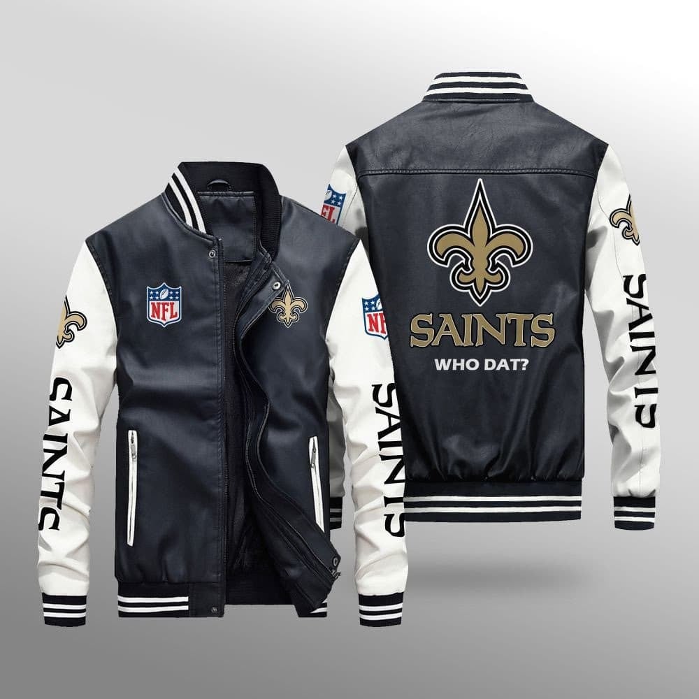 New Orleans Saints Leather Bomber Jacket BG07