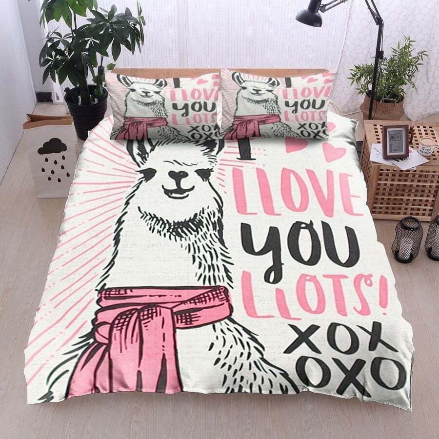 Llama Bedding Set I Love You Llots Llama Duvet Covers White