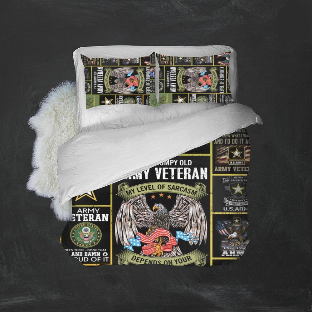 Veteran Bedding Set My Level Of Sarcasm Depends On Your Lever Of Stupidity Duvet Covers Green