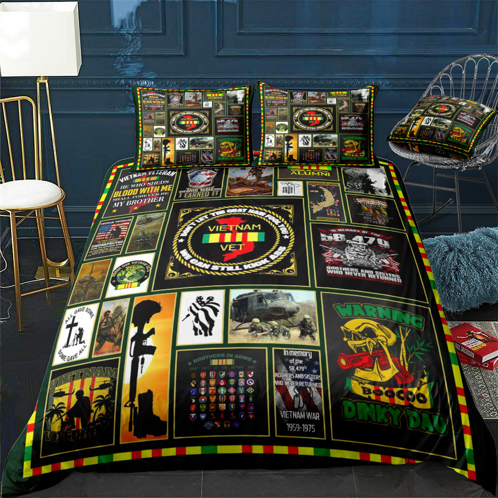 Veteran Bedding Set Vietnam Vet We Can Still Kick Ass Duvet Covers Black