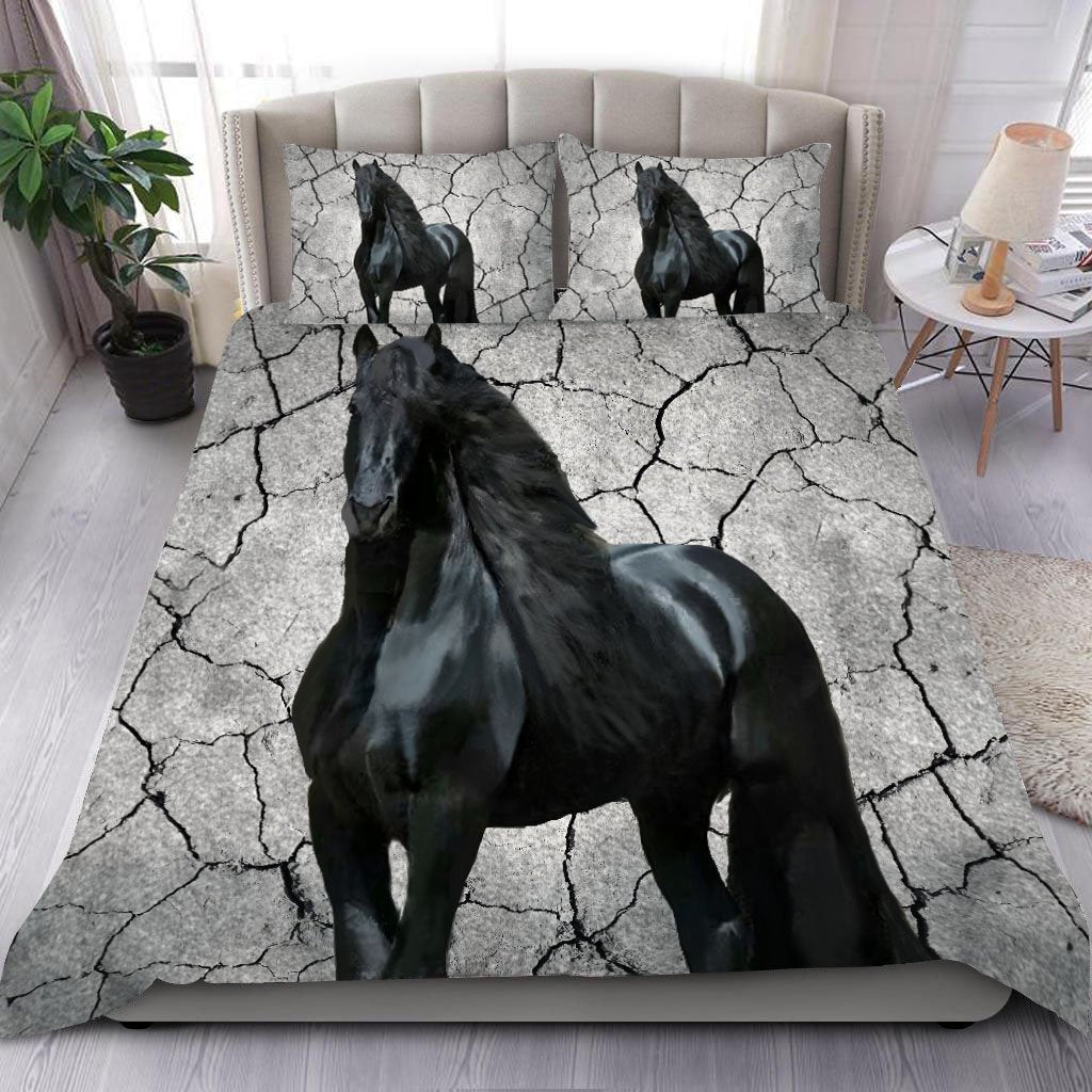 Horse Bedding Set Black Horse On Desert Land Duvet Covers