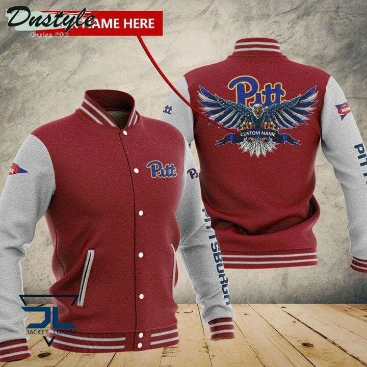 Pittsburgh Panthers Custom Name Red Grey Baseball Jacket