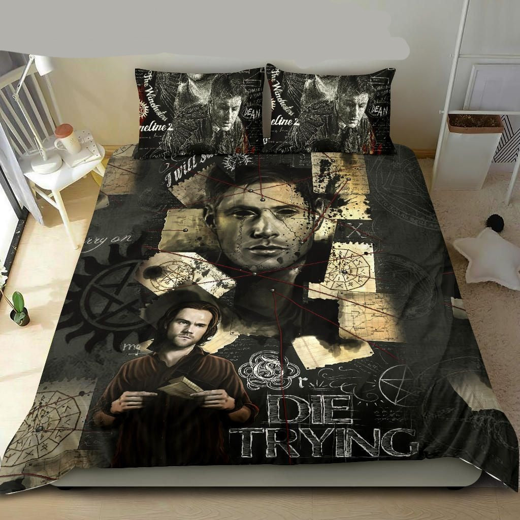 Supernatural Bedding Set Die Trying Supernatural Dean And Sam Duvet Covers