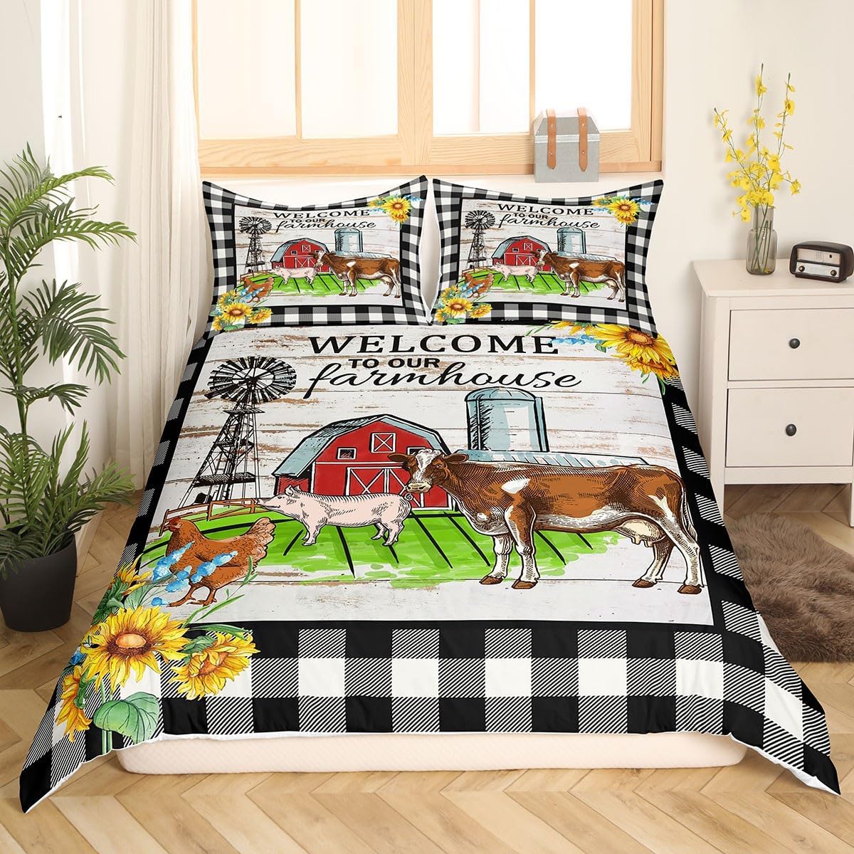 Farmer Bedding Set Welcome To Our Farmhouse Vintage Duvet Covers