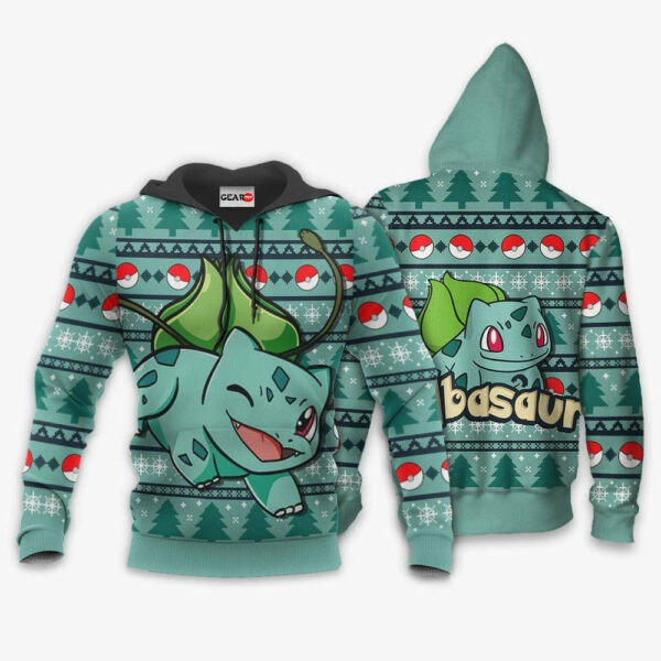 Bulbasaur Ugly Christmas Sweate Anime Pokemon 1k730 Cartoon Graphic Outfits Aop 3d Hoodie, Zip Hoodie 891
