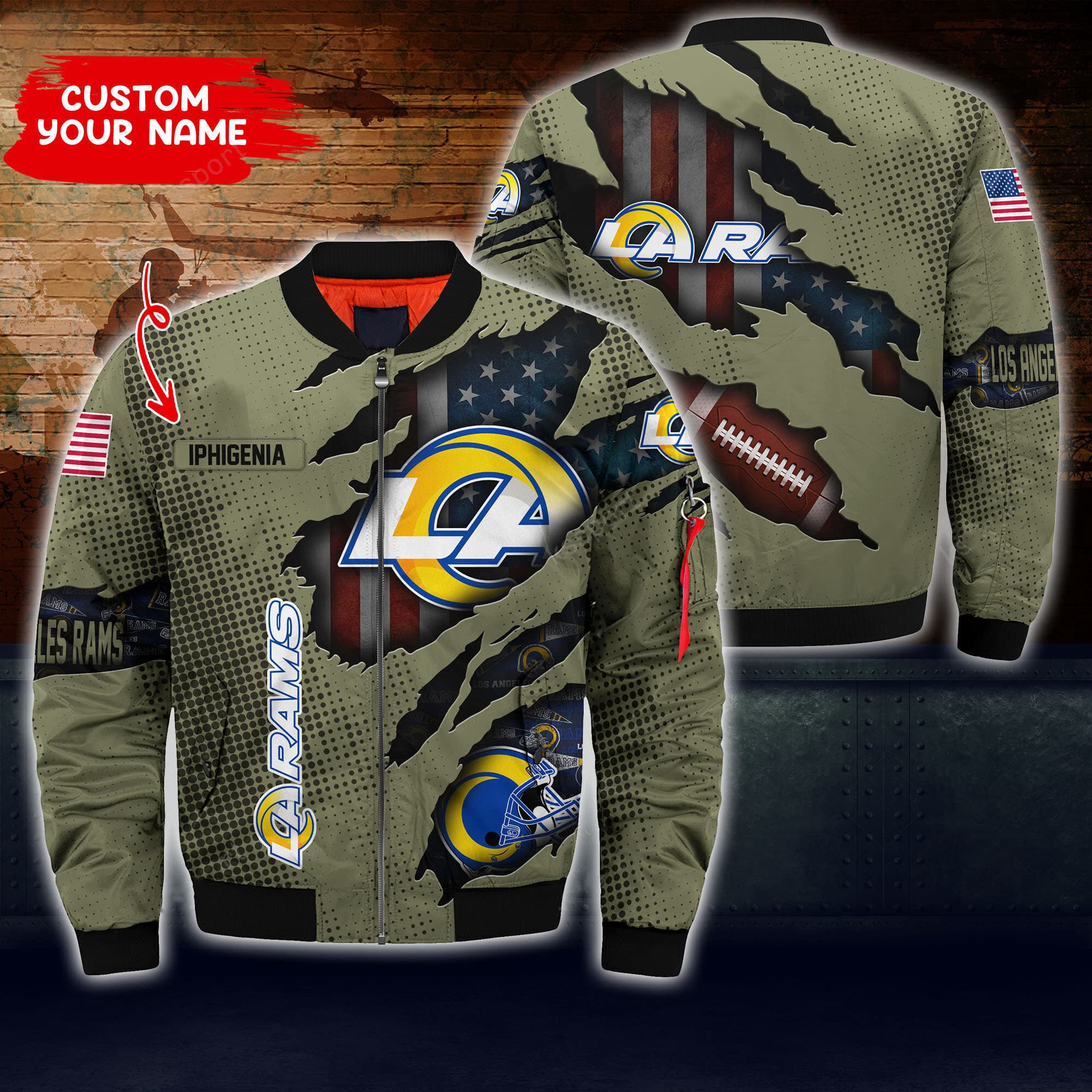 Los Angeles Rams Personalized Thick Bomber Jacket CS57