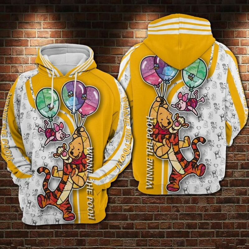 Winnie The Pooh 3 Over Print 3d Hoodie Zip Hoodie