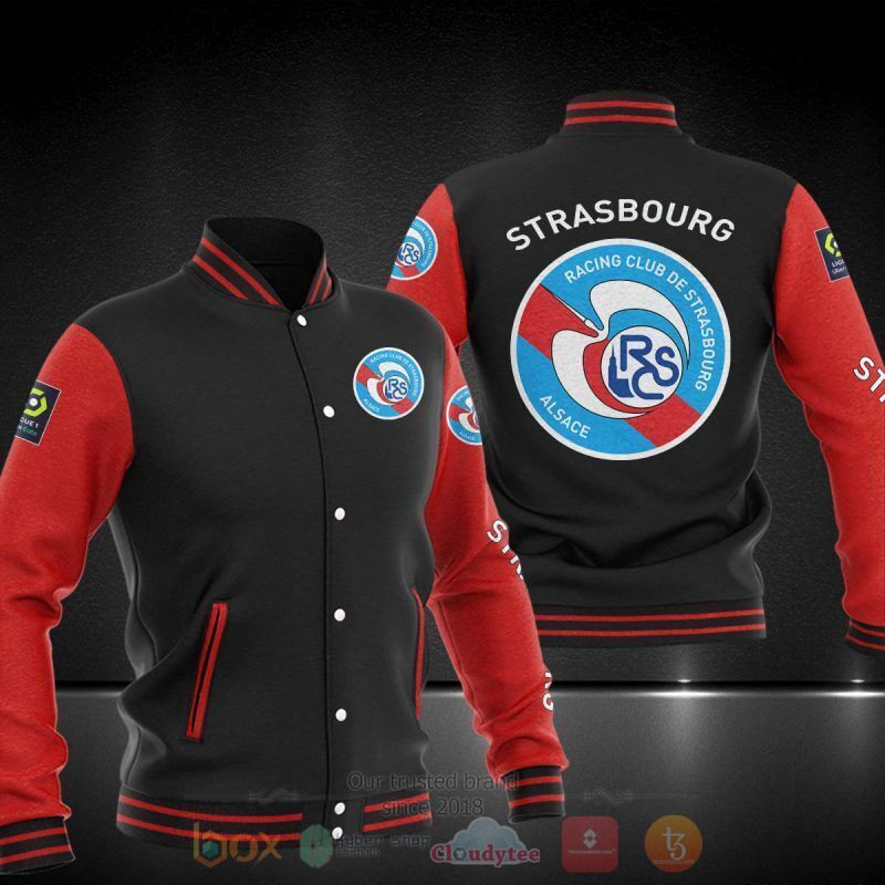 RC Strasbourg Alsace Black Red Baseball Jacket