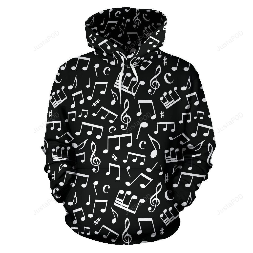 Music Note Black white Themed Print 3D All Over Print Hoodie & Zip Hoodie