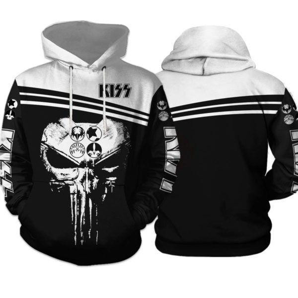 Rock Band Kiss Punisher Skull, Kiss Band Logo Aop Hoodie