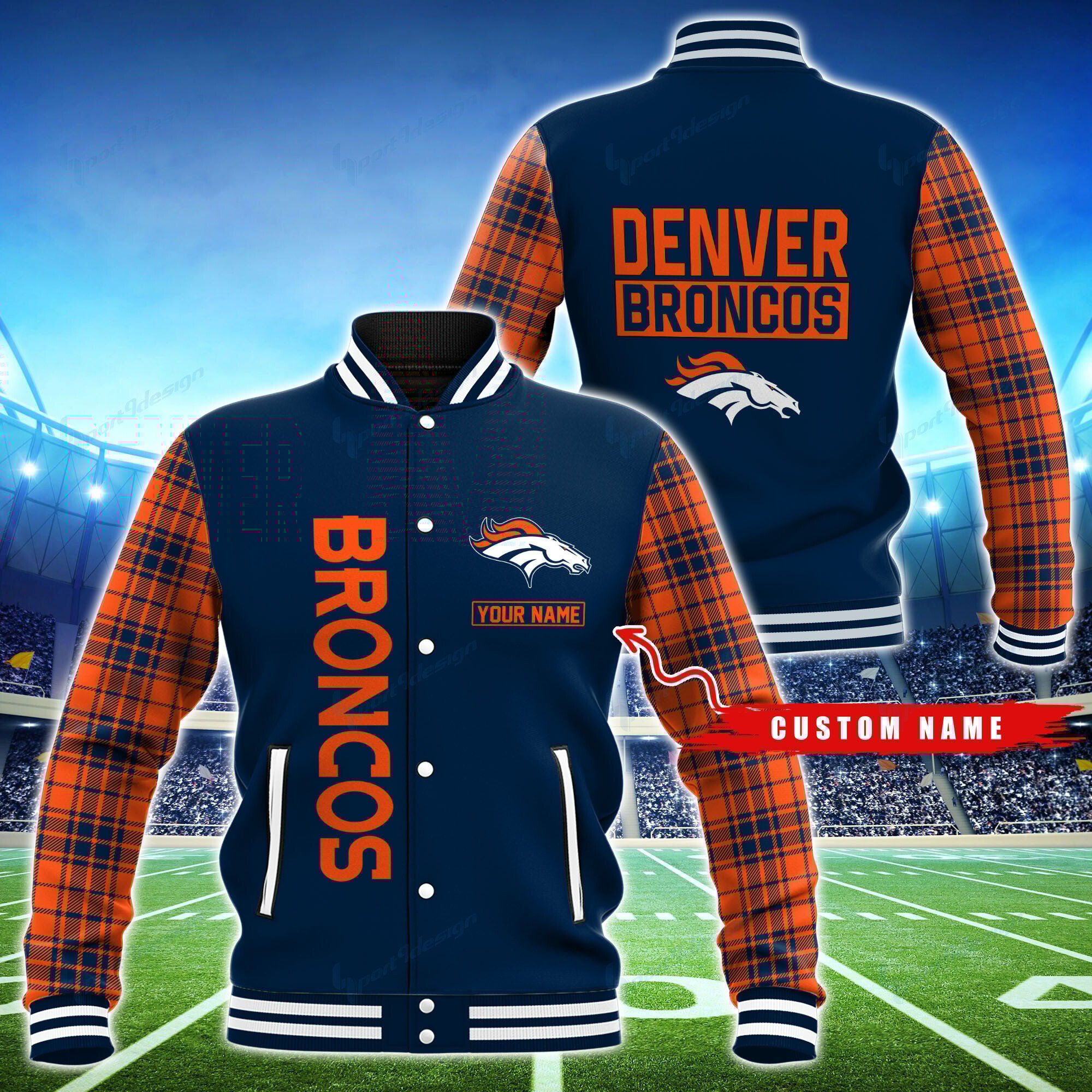 Denver Broncos Personalized Baseball Jacket BG42