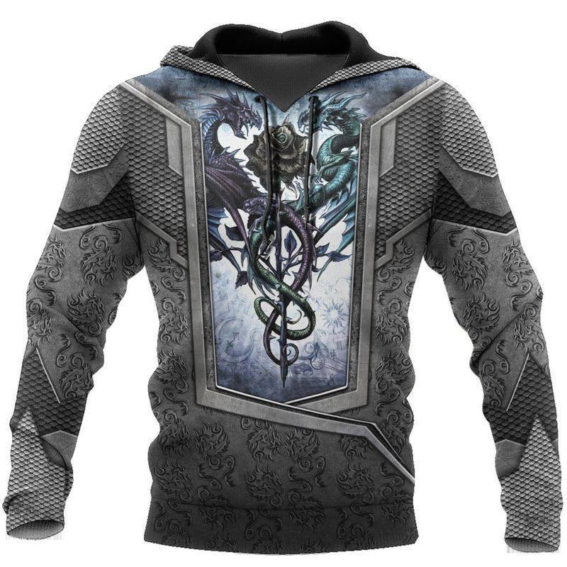 Tattoo And Dungeon Dragon The Rose Creates The Heart Viking 3d Hoodie 3