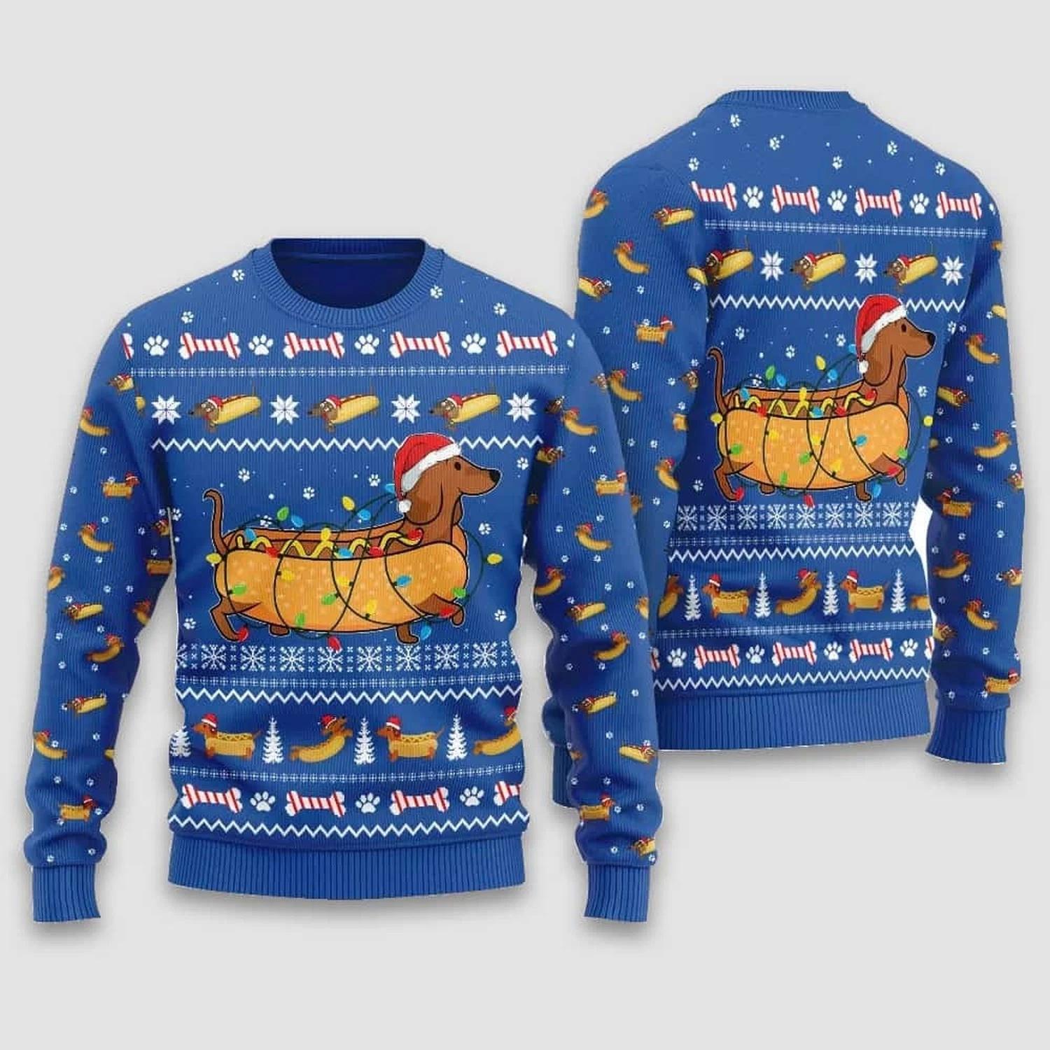 Taco Dachshund Ugly Christmas Sweater