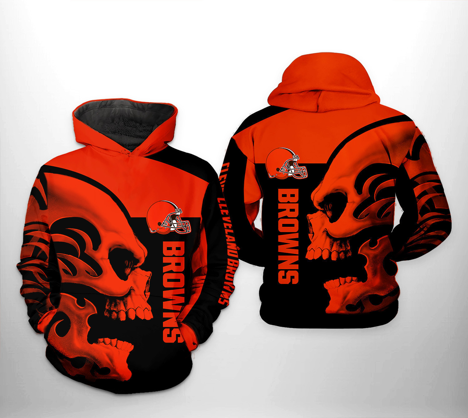 Cleveland Browns Skull 3D All Over Print Hoodie & Zip Hoodie
