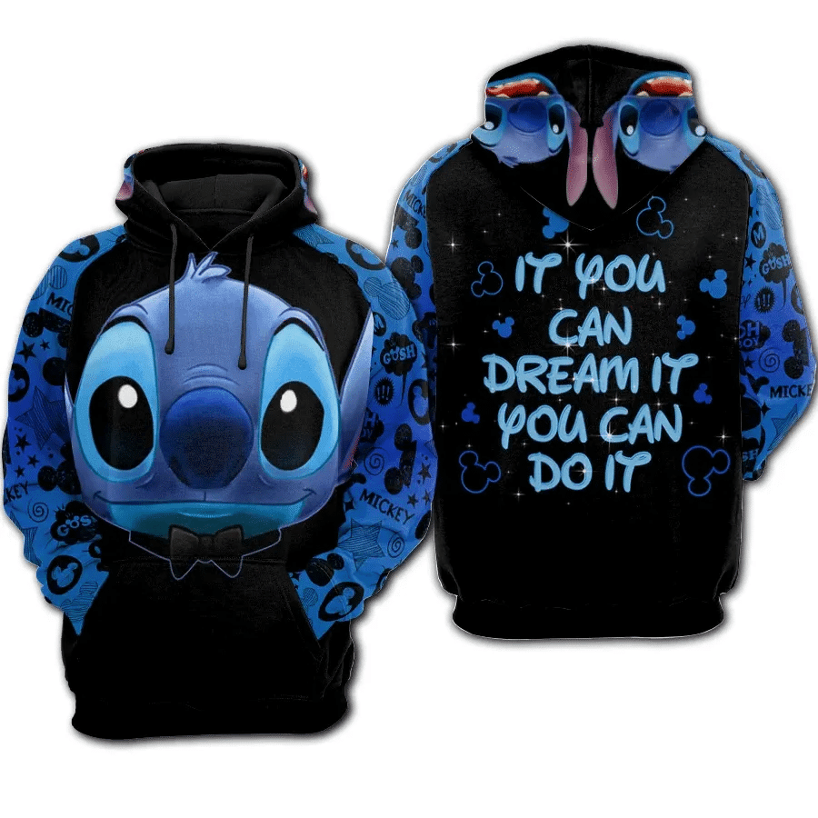 Stitch And Lilo Pattern Mickey Mouse Cartoon 510 Cartoon Graphic Outfits Aop Hoodie