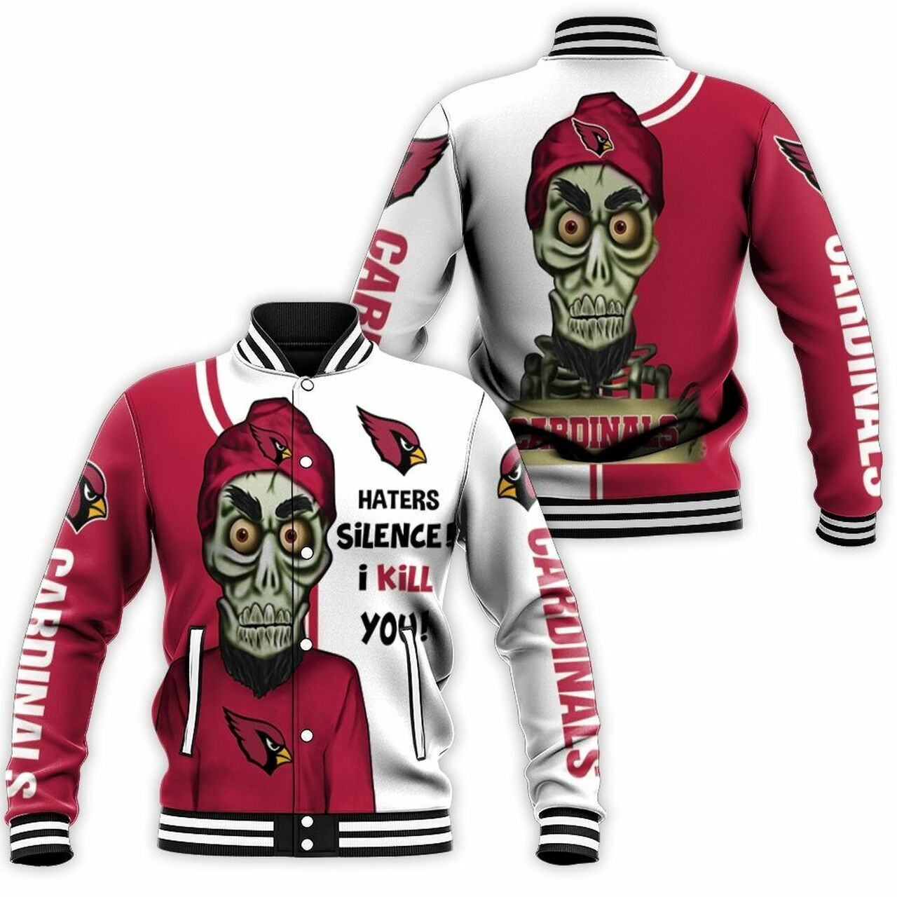 Arizona Cardinals Red White Baseball Jacket