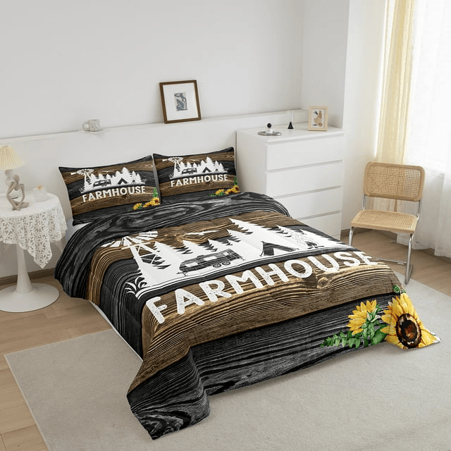 Farmer Bedding Set Old Barn Door Farmhouse Duvet Covers
