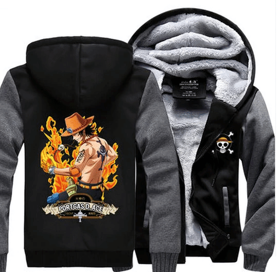 One Piece Anime Portgas D. Ace Fire Fan Gift, One Piece Anime Portgas D. Ace Fire Fleece Jacket 18