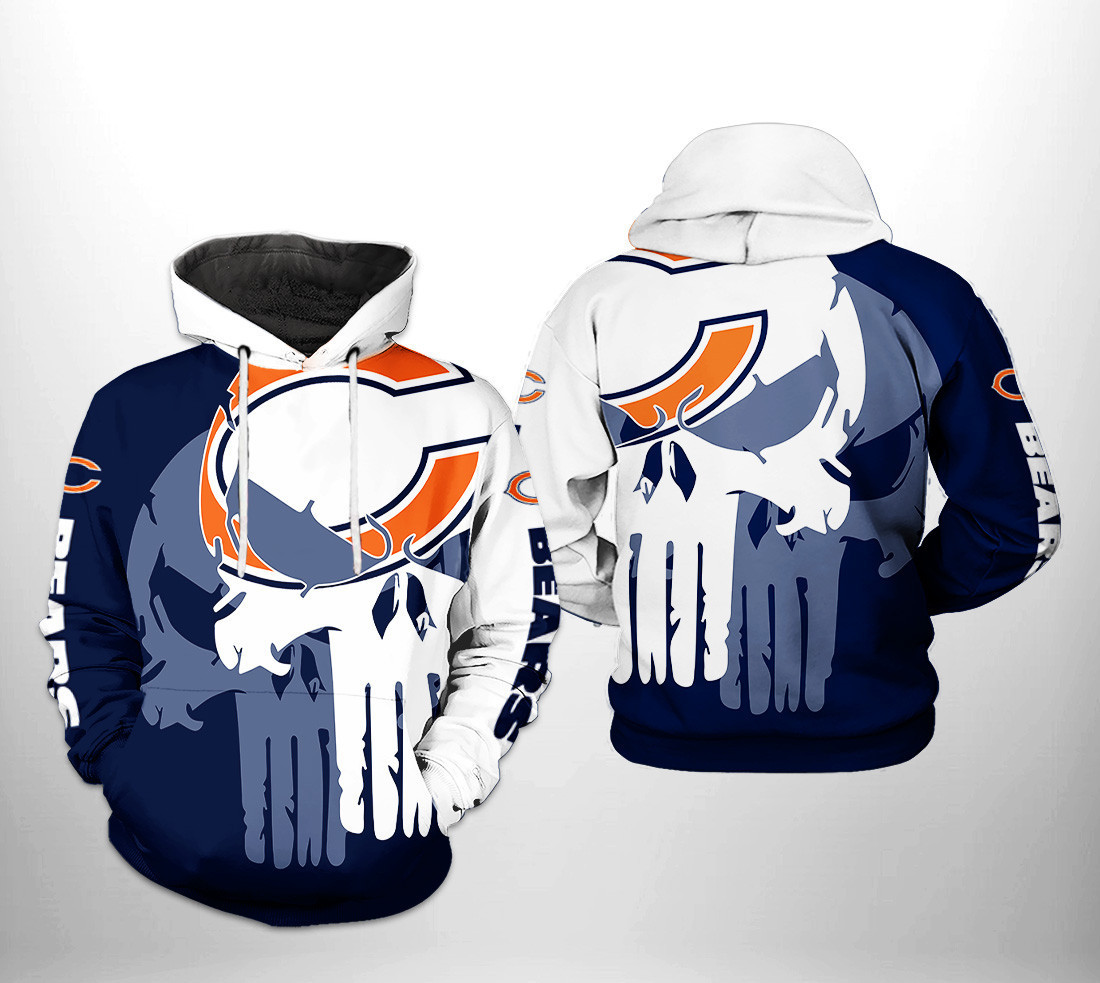 Chicago Bears Team Skull 3D All Over Print Hoodie & Zip Hoodie